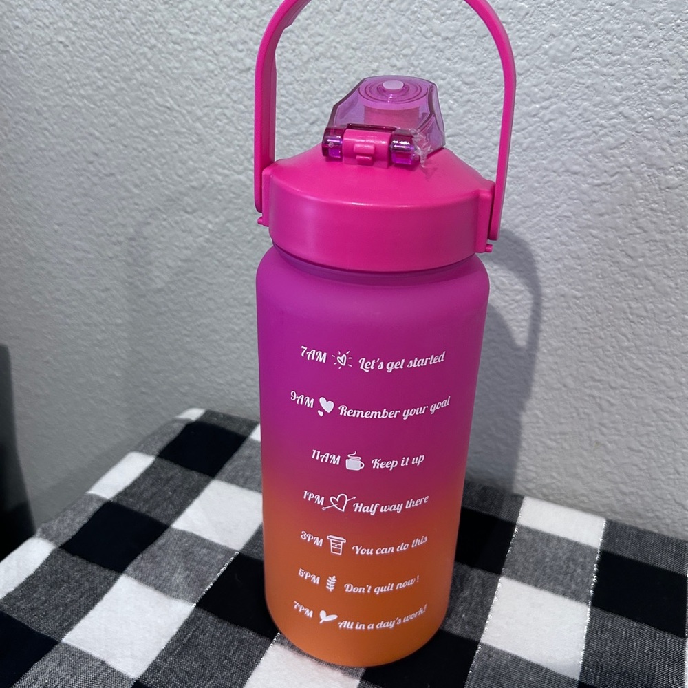 Gradient Pink to Orange Motivational Water Bottle